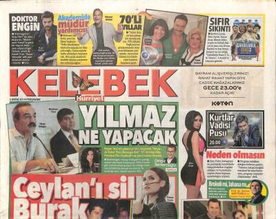 Hürriyet Gazetesi Kelebek Eki 3 Ekim 2014 - Ata Demirer Harbiyede Verdiği Konserin Finalini Özge Borakla Yaptı - Serenay Aktaştan Futbol Şov GZ95489 - 1