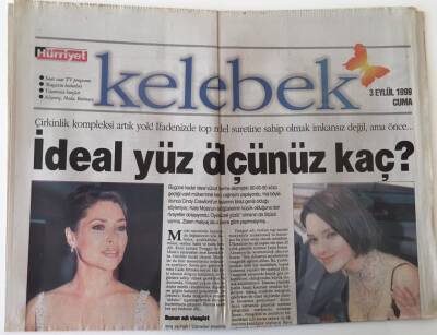 Hürriyet Gazetesi Kelebek Eki 3 Eylül 1999 - İdeal Yüz Ölçünüz Kaç Ünlülerin Yüz Ölçümü Seda Sayan , Sibel Can , Hülya Avşar ... GZ16890 - 2