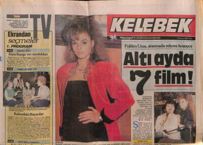 Hürriyet Gazetesi Kelebek Eki 3 Kasım 1987 - Fulden Uras Sinemada Rekora Koşuyor GZ63631 - 2