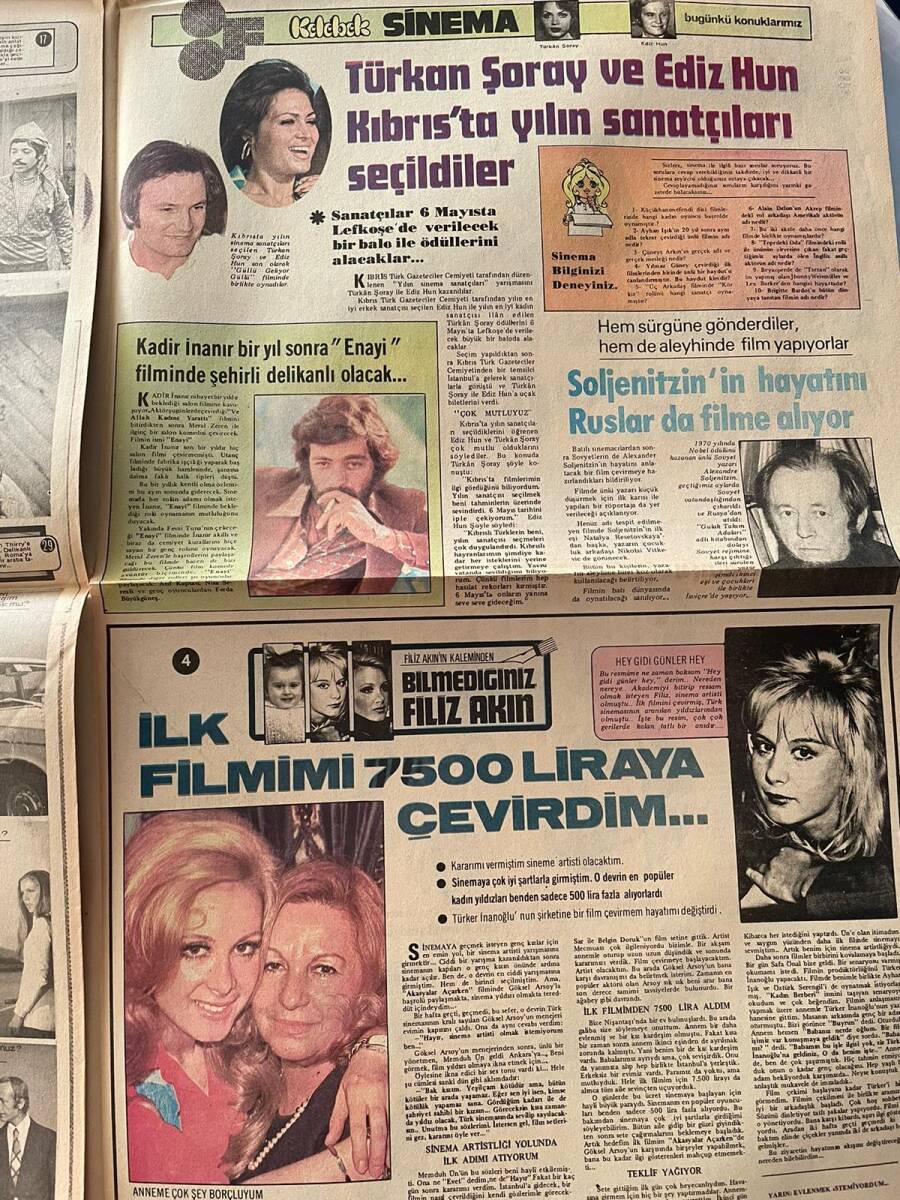 Hürriyet Gazetesi Kelebek Eki 3 Nisan 1974 - Kartal Tibet Yeni Kararlar Arifesinde - Türkan Şoray Ve Ediz Hun Kıbrıs'ta Yılın Sanatçıları Seçildi GZ147409 - 2
