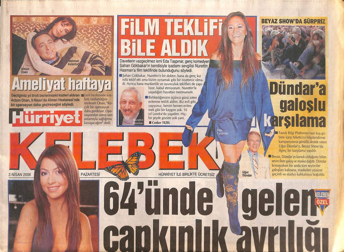 Hürriyet Gazetesi Kelebek Eki 3 Nisan 2006 - Popstar'da Hadise Var - Temel İçgüdü 2'nin Kesilen Sahneleri İnternette GZ137958 - 1