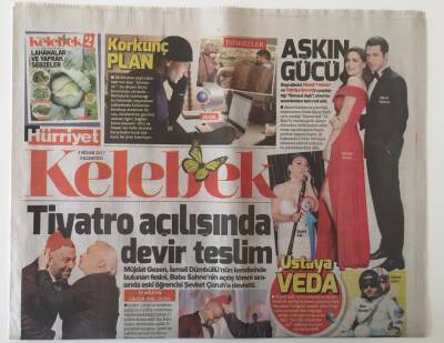 Hürriyet Gazetesi Kelebek Eki 3 Nisan 2017 - Aleyna Nekadar Gerçekçi Magazin Konseyi Tartışıyor Ömür gedik, Cengiz Semercioğlu ,Onur Baştürk , Melike Karakartal GZ26919 - 1