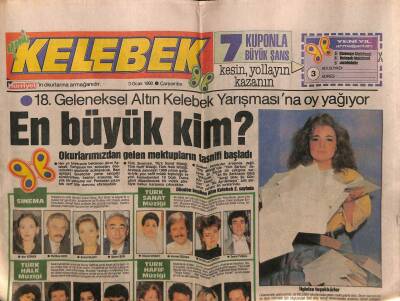 Hürriyet Gazetesi Kelebek Eki 3 Ocak 1990 - 18.Altın Kelebek,En Büyük Kim GZ63519 - 1