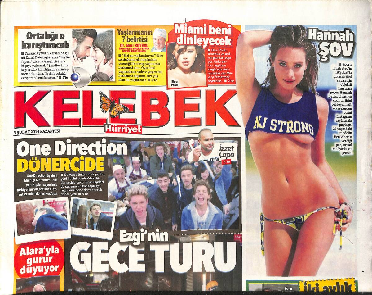 Hürriyet Gazetesi Kelebek Eki 3 Şubat 2014 - One Direction Dönercide - Gökhan Özoğuz: Acun Nereye Ben Oraya GZ155059 - 1