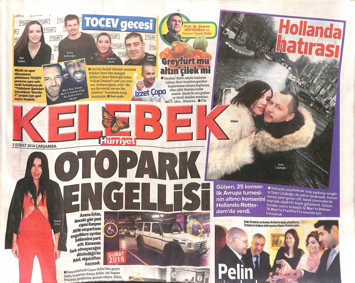 Hürriyet Gazetesi Kelebek Eki 3 Şubat 2016 - Asena Erkin Otopark Engellisi - Ferhan Şensoy, Tuncel Kurtiz'le Olan Anılarını Anlatırken Ağladı GZ154810 - 1