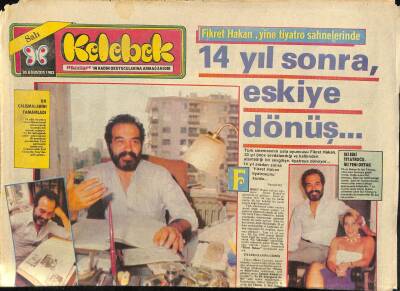 Hürriyet Gazetesi Kelebek Eki 30 Ağustos 1983 - Fikret Hakan , Yine Tiyatro Sahnelerinde GZ115325 - 1