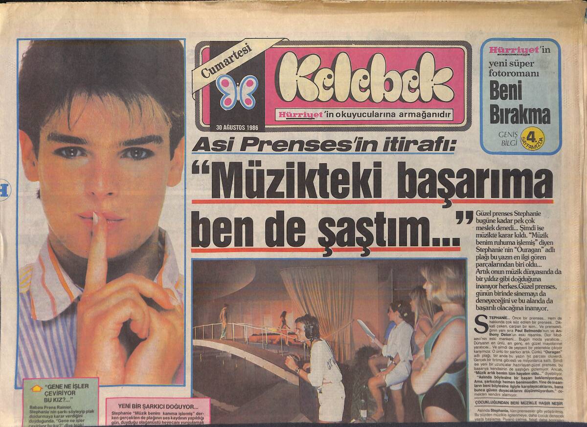 Hürriyet Gazetesi Kelebek Eki 30 Ağustos 1986 - Asi Prenses'ten İtiraf: Müzikteki Başarıma Ben De Şaştım GZ156153 - 1
