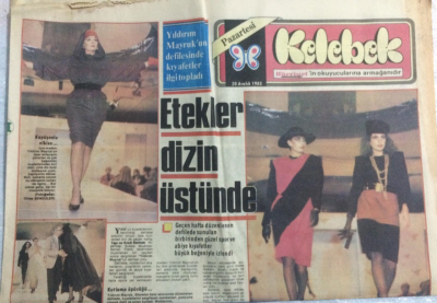 Hürriyet Gazetesi Kelebek Eki 30 Aralık 1985 - Yıldırım Mayrukun Defilesi,Etekler Diz Üstünde GZ21682 - 1