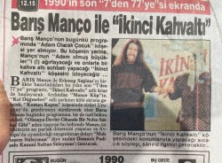 Hürriyet Gazetesi Kelebek Eki 30 Aralık 1990 - Madonna'nın En Masum Şarkısı - Barış Manço İle 