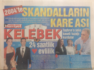 Hürriyet Gazetesi Kelebek Eki 30 Aralık 2004 - Hande Ataizi Ve Fethi Pekinin Evliliği Sadece 24 Saat Sürdü GZ27166 - 1