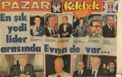 Hürriyet Gazetesi Kelebek Eki 30 Ekim 1983 - En Şık Liderler Arasında Kenan Evrende Var GZ61903 - 1
