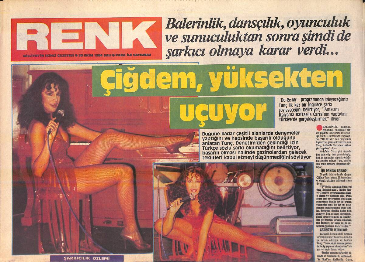 Hürriyet Gazetesi Kelebek Eki 30 Ekim 1984 - Çiğdem Tunç Yüksekten Uçuyor - Siyah Mercan Yeni Döviz Kaynağı GZ156307 - 1