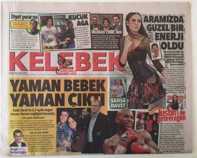 Hürriyet Gazetesi Kelebek Eki 30 Eylül 2014 - Aramızda Güzel Bir Enerji Oldu Fahriye Evcen -Burak Özçivit GZ26943 - 1
