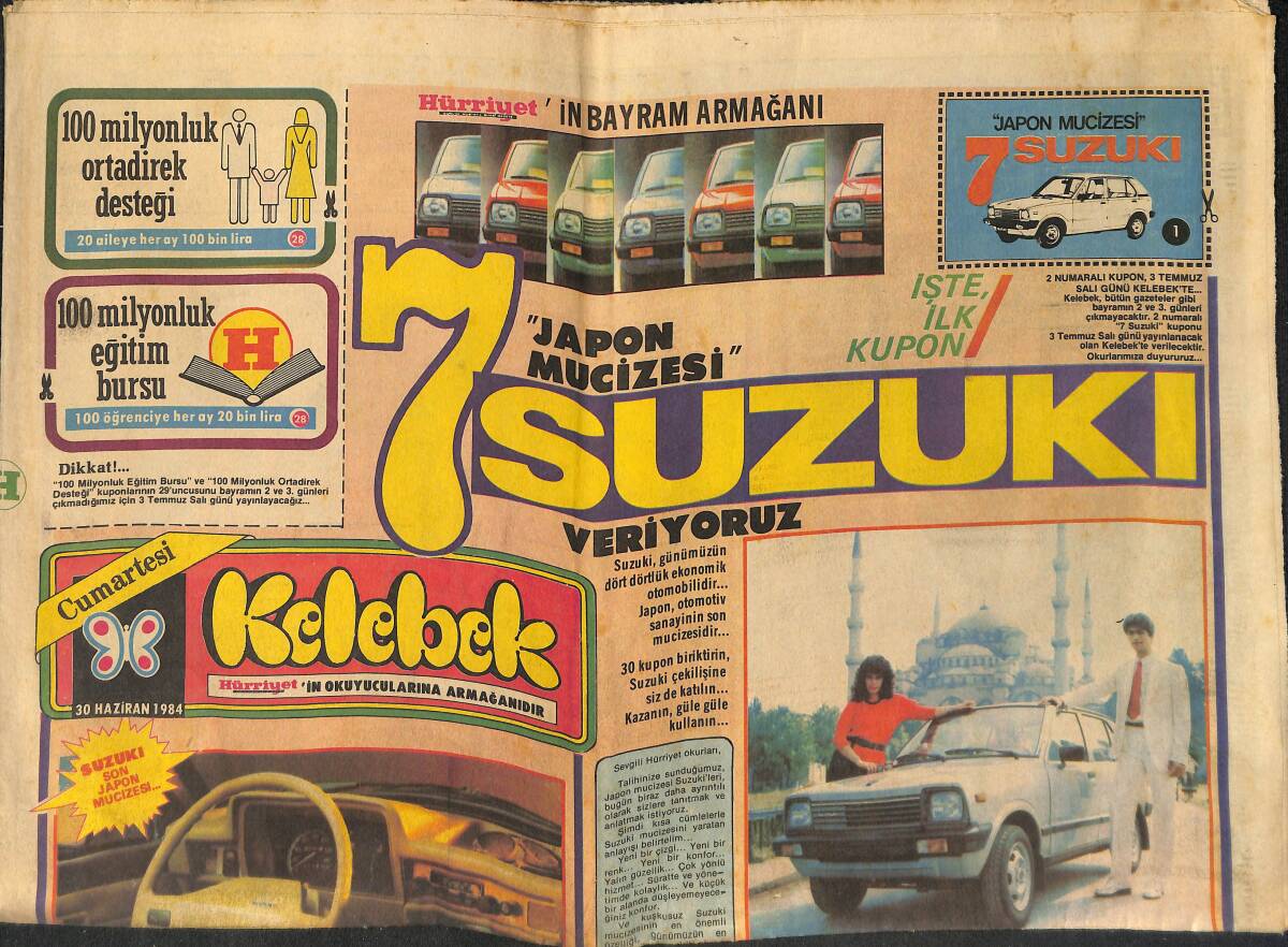 Hürriyet Gazetesi Kelebek Eki 30 Haziran 1984 - Ajda Pekkan, Nükhet Duru, Zerrin Özer, Erol Büyükburç Bayramda Marmaris'te Sahnede Olacaklar GZ133422 - 1