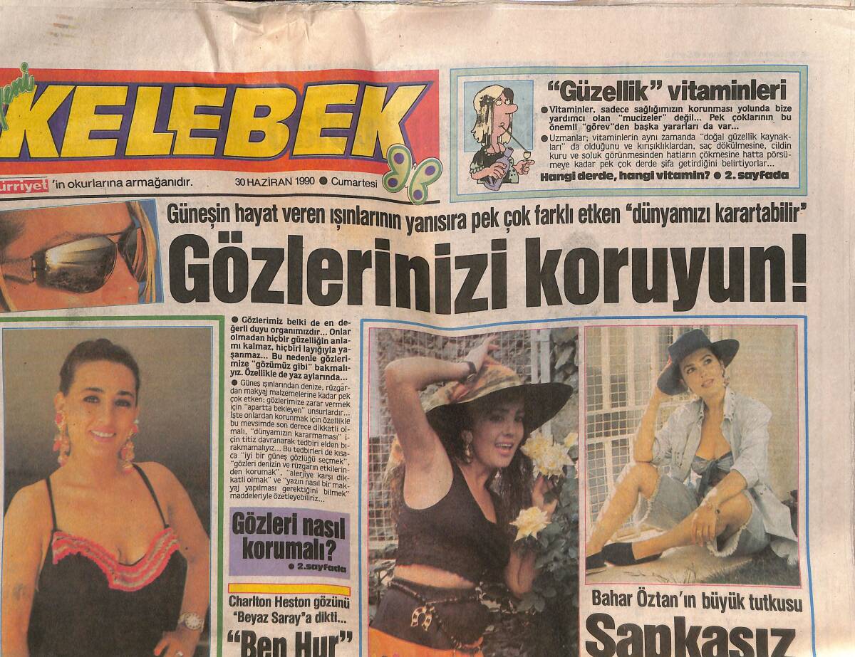Hürriyet Gazetesi Kelebek Eki 30 Haziran 1990 - Bahar Öztan'ın Büyük Tutkusu - Standart Dışı Assolist GZ138143 - 1