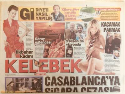 Hürriyet Gazetesi Kelebek Eki 30 Mart 2010 - Casablancaya Sigara Cezası, İlkbahar Kadını, Kahraman Justin GZ40102 - 1
