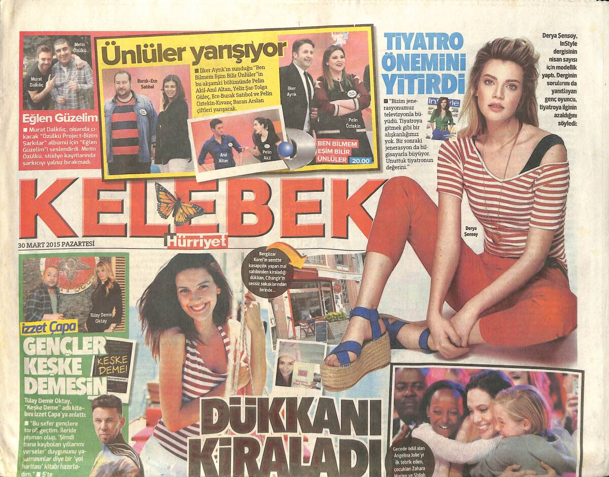 Hürriyet Gazetesi Kelebek Eki 30 Mart 2015 - Athena Parçalanıyor - Derya Şensoy: Tiyatro Önemini Yitirdi GZ155164 - 1