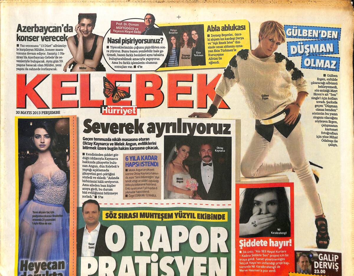 Hürriyet Gazetesi Kelebek Eki 30 Mayıs 2013 - Oktay Kaynarca, Melek Angun: Severek Ayrılıyoruz - Burak Özçivit: Batman Olacaktım GZ155173 - 1
