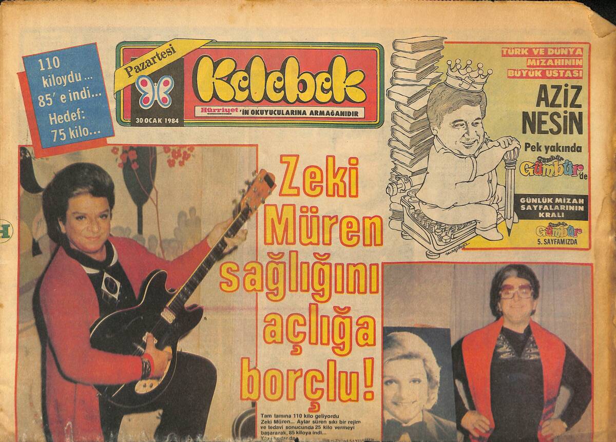 Hürriyet Gazetesi Kelebek Eki 30 Ocak 1984 - Zeki Müren Sağlığını Açlığa Borçlu ! GZ147333 - 1