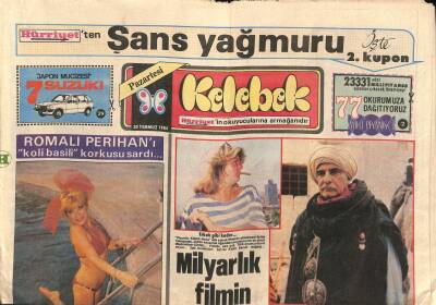 Hürriyet Gazetesi Kelebek Eki 30 Temmuz 1984 - Romalı Perihanı koli basili Korkusu Sardı GZ91003 - 1