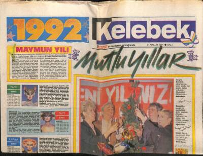 Hürriyet Gazetesi Kelebek Eki 31 Aralık 1991 - Bu Gece Her Kanalda Cümbüş Var GZ63760 - 2