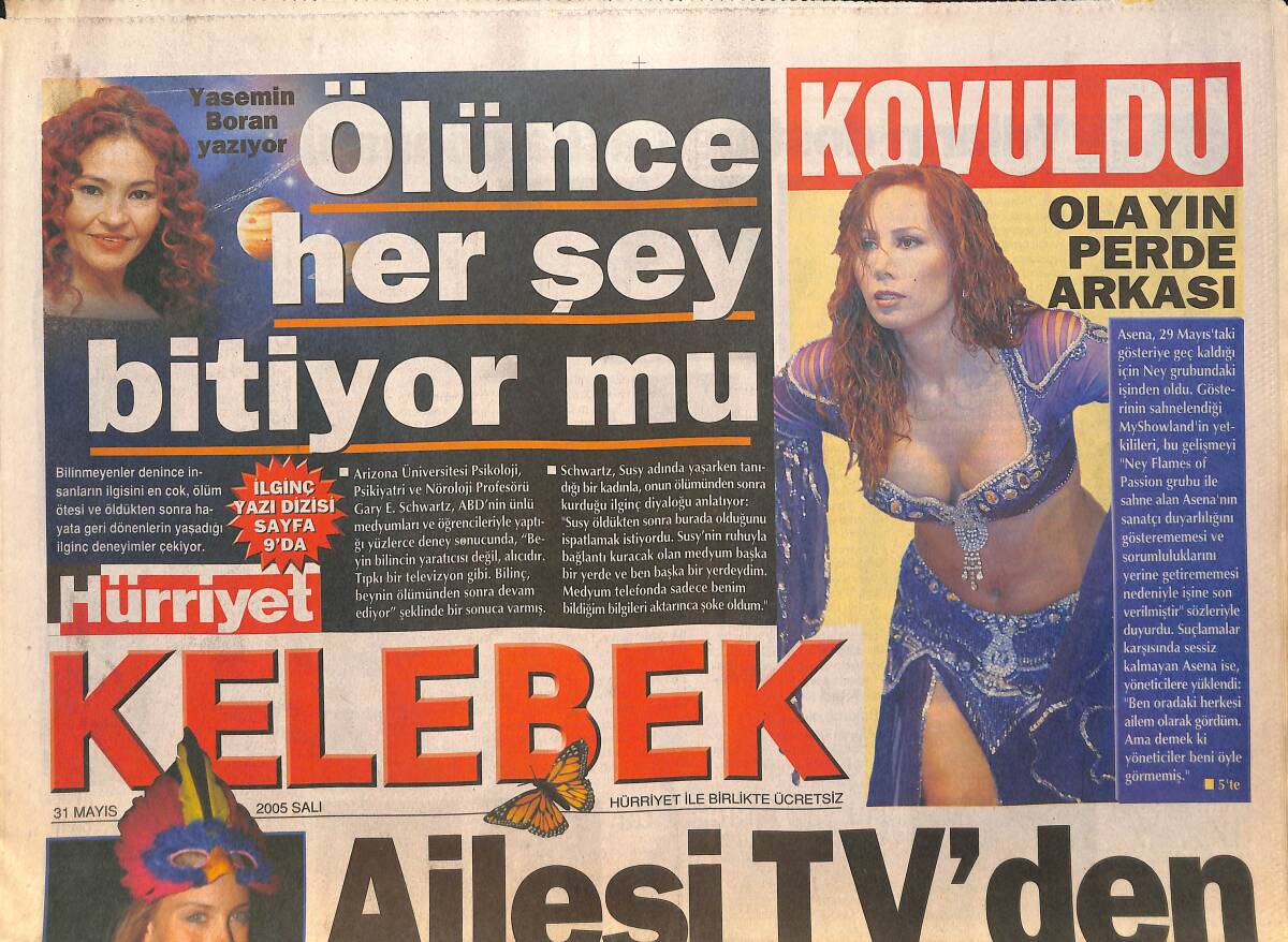 Hürriyet Gazetesi Kelebek Eki 31 Mayıs 2005 - Asena, Ney Grubundan Kovuldu-Göksel, Yeni Klip Çıkarıyor-Yalın'dan Longplay - Mustafa Sandal, Almanya'da GZ154449 - 1