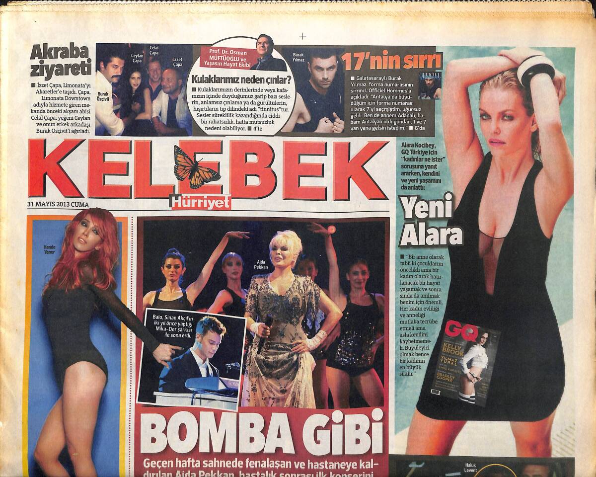 Hürriyet Gazetesi Kelebek Eki 31 Mayıs 2013 - Ajda Pekkan Bomba Gibi - Kıvanç Tatlıtuğ Motoru Yeniledi GZ153823 - 1