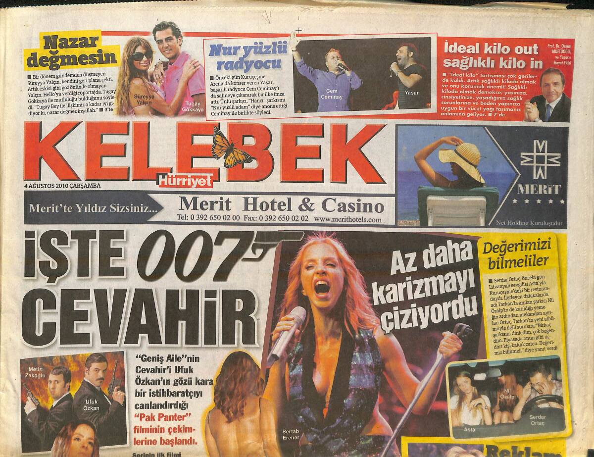 Hürriyet Gazetesi Kelebek Eki 4 Ağustos 2010 - Serdar Ortaç Az Daha Karizmayı Çizdiriyordu! - 1000 Liraya Tarkan Konseri! GZ137864 - 1