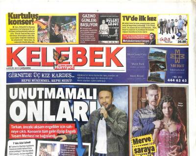 Hürriyet Gazetesi Kelebek Eki 4 Eylül 2013 - Meryem Uzerlinin Kardeşi Sahnede GZ104753 - 1