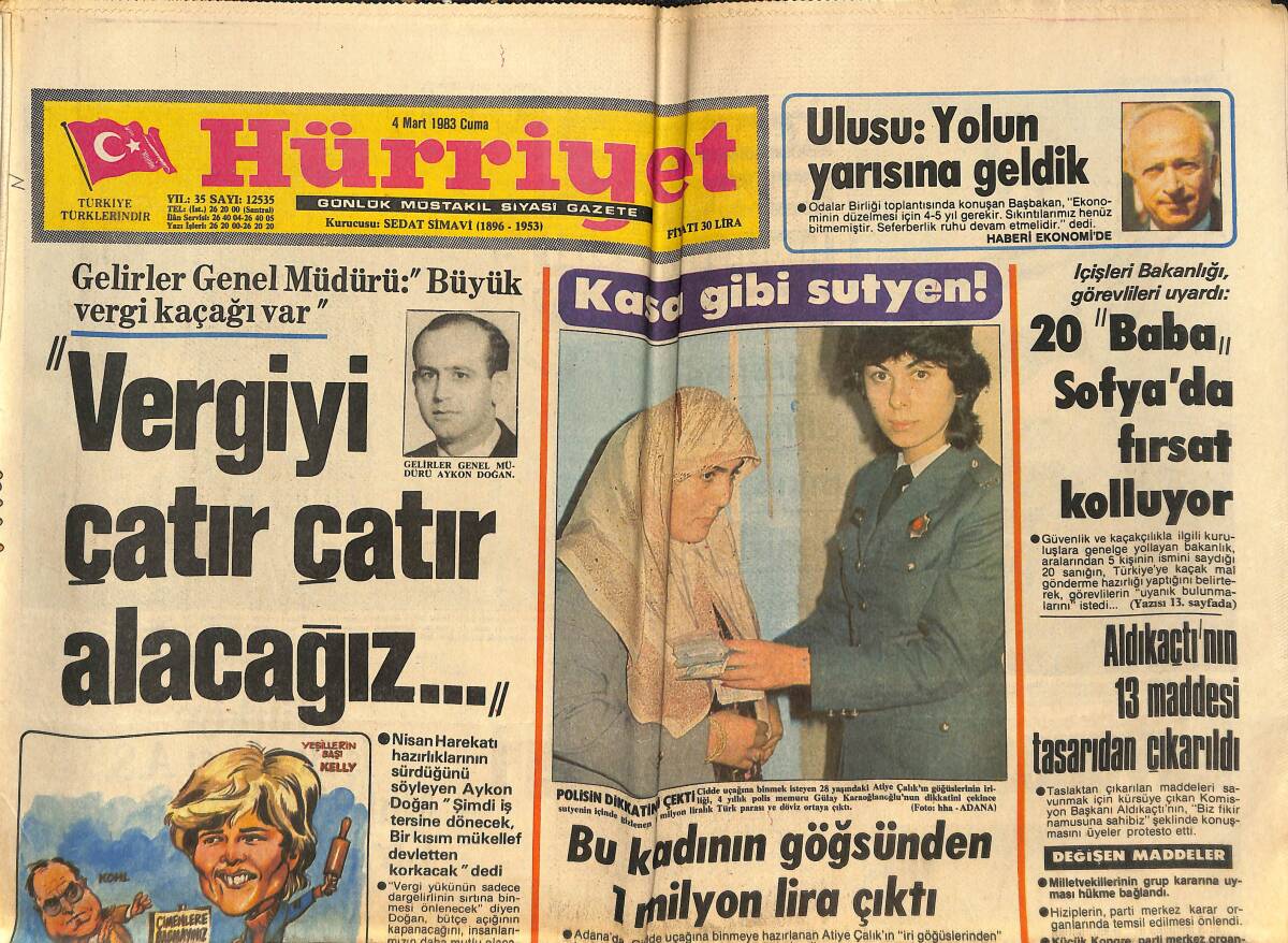 Hürriyet Gazetesi Kelebek Eki 4 Mart 1983 - Fransa Eski Başkanı Aşka Yenildi - İhracat Hedefi Tehlikede... GZ142211_Kopya(1)_Kopya(1) - 1