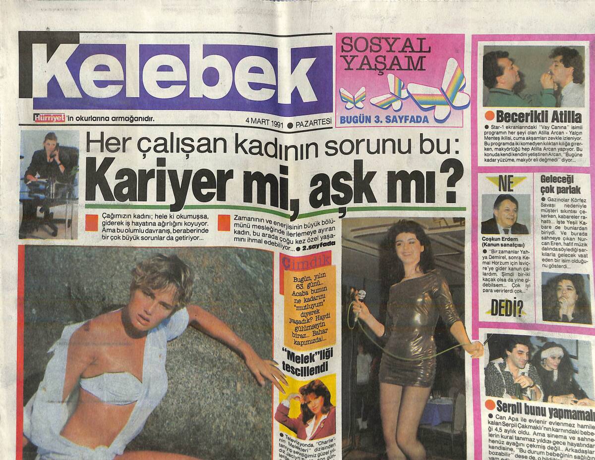 Hürriyet Gazetesi Kelebek Eki 4 Mart 1991 - Kariyer Mi, Aşk Mı? - Güler Kazmacı: Mat Olmayacağım! GZ138423 - 1