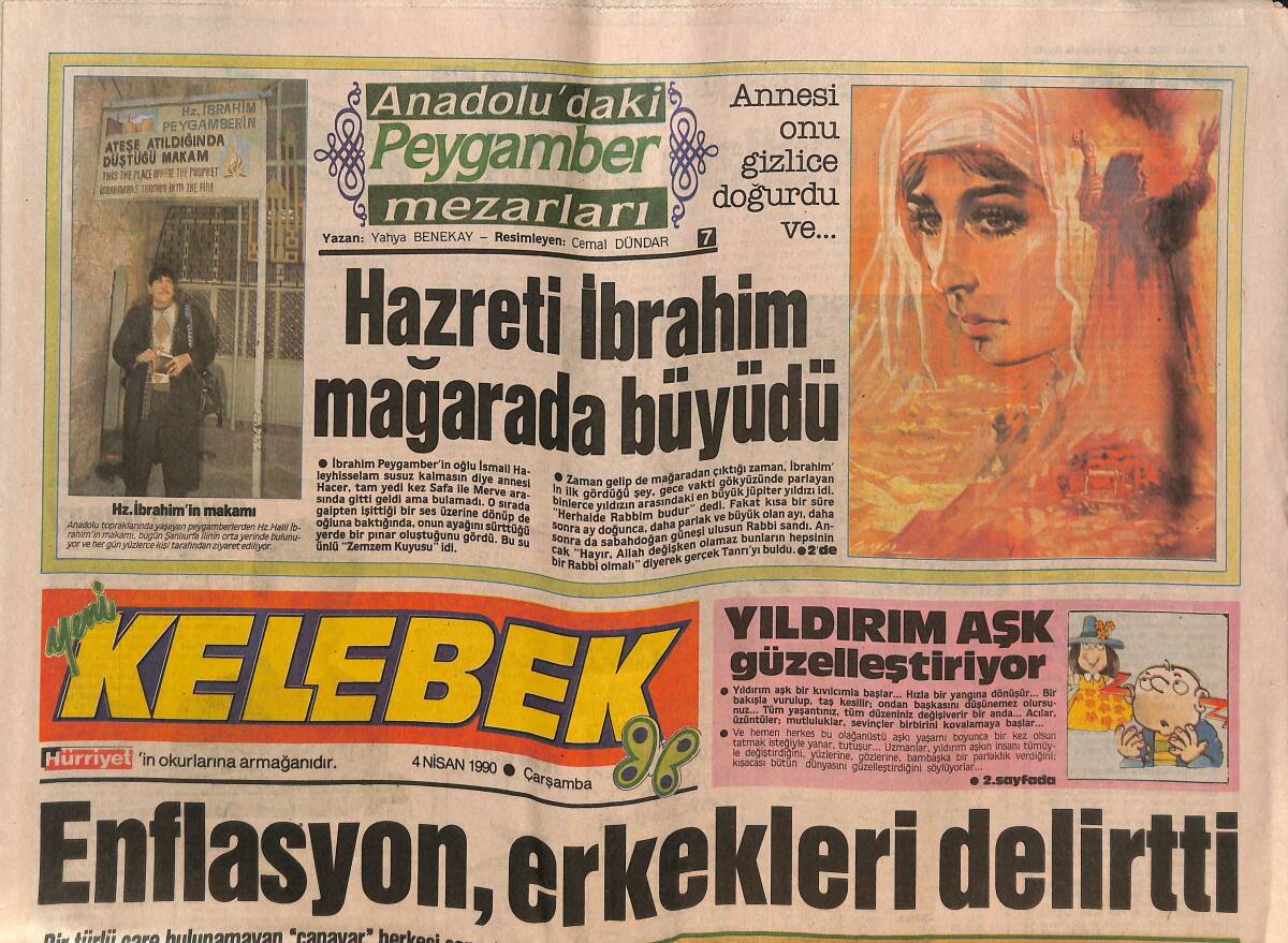 Hürriyet Gazetesi Kelebek Eki 4 Nisan 1990 - Nükhet Duru'ya Nazar Değdi - Makarna Stresin İlacı GZ138119 - 1