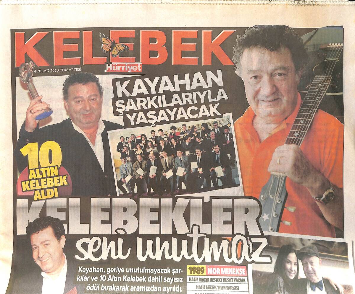 Hürriyet Gazetesi Kelebek Eki 4 Nisan 2015 - Kayahan Şarkılarıyla Yaşayacak - Cem Yılmaz 3 Kadınla Yakalandı GZ155163 - 1