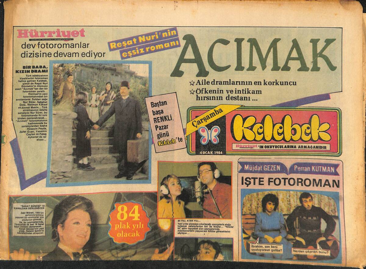 Hürriyet Gazetesi Kelebek Eki 4 Ocak 1984 - Zeki Müren 1984'ün Gelişiyle Birlikte Yepyeni Bir Uzunçalar İçin Stüdyoya Girecek GZ147380 - 1