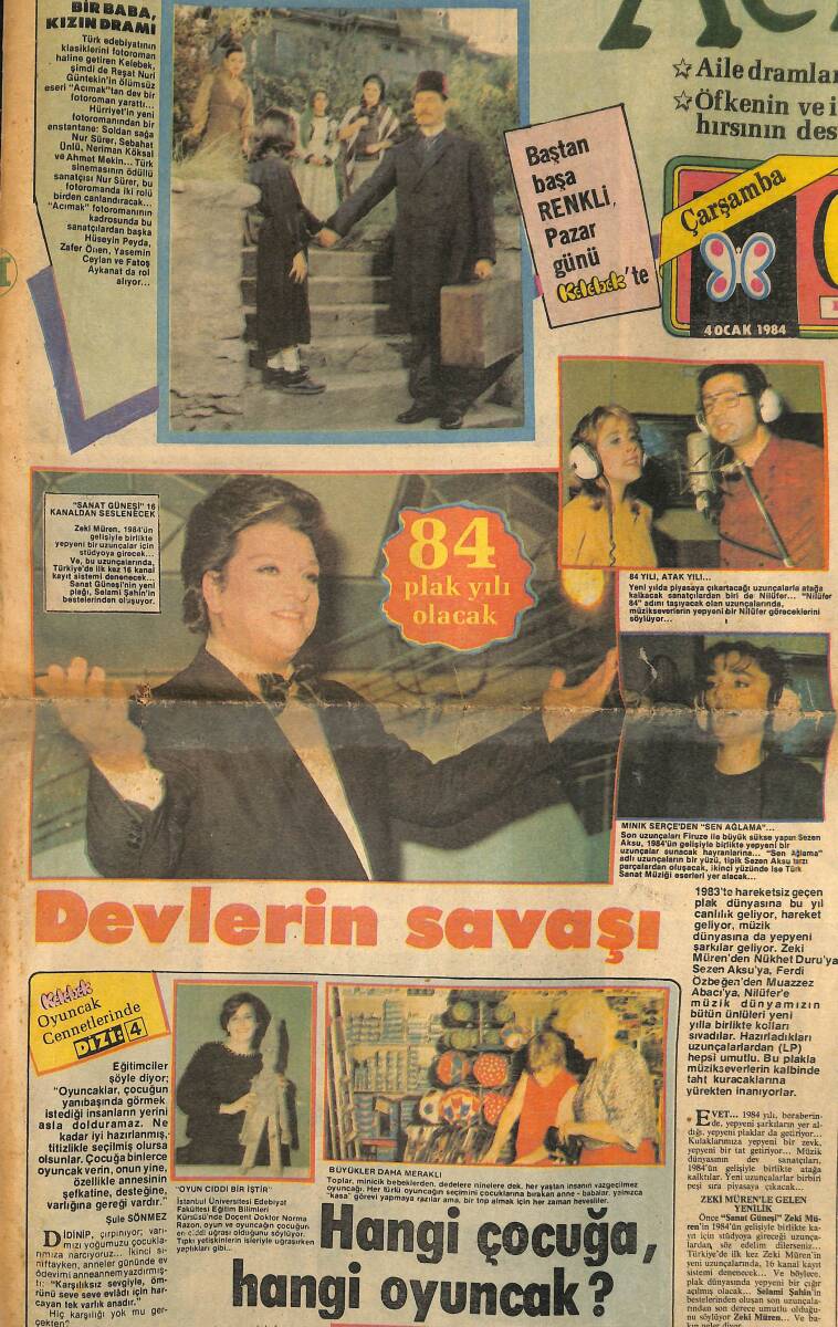 Hürriyet Gazetesi Kelebek Eki 4 Ocak 1984 - Zeki Müren 1984'ün Gelişiyle Birlikte Yepyeni Bir Uzunçalar İçin Stüdyoya Girecek GZ147380 - 2