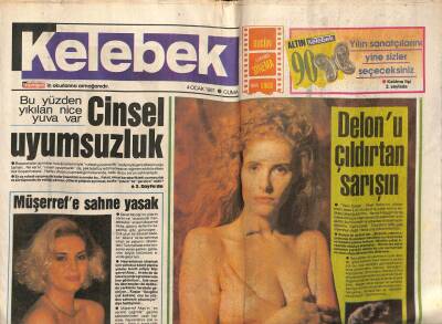 Hürriyet Gazetesi Kelebek Eki 4 Ocak 1991 - Müşerref Akaya Sahne Yasak GZ75677 - 1