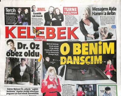 Hürriyet Gazetesi Kelebek Eki 4 Şubat 2014 - Mehmet Ali Erbil , Önceki Akşam Ortağı Olduğu Chanta Adlı Mekanın Sarışın Dansçısıyla Cihangirdeydi GZ106009 - 1
