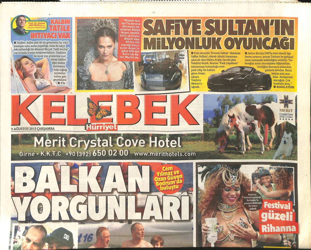 Hürriyet Gazetesi Kelebek Eki 5 Ağustos 2015 - Safiye Sultan'ın Milyonluk Oyuncağı - Cem Yılmaz Ve Ozan Güven Bodrum'da Buluştu GZ155128 - 1