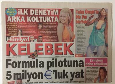 Hürriyet Gazetesi Kelebek Eki 5 Aralık 2005 - Formula Pilotuna 5 Milyon Euroluk Yat David Coulthard GZ20023 - 1