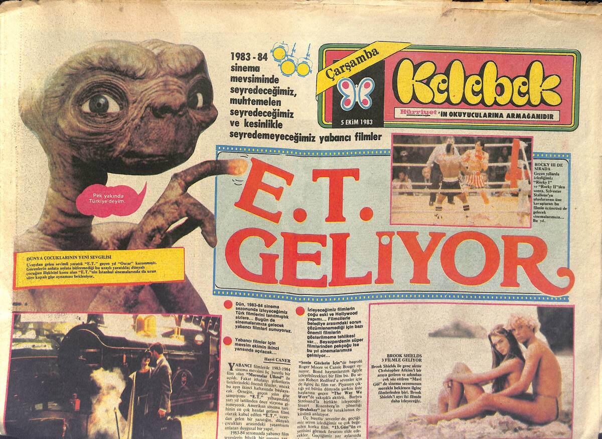 Hürriyet Gazetesi Kelebek Eki 5 Ekim 1983 - E.T. Geliyor - Brooke Shields 3 Filmle Geliyor GZ154039 - 1
