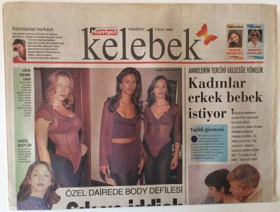 Hürriyet Gazetesi Kelebek Eki 5 Ekim 1998 - Kadınlar Erkek Bebek İstiyor , Özel Dairede Body Defilesi GZ22074 - 1