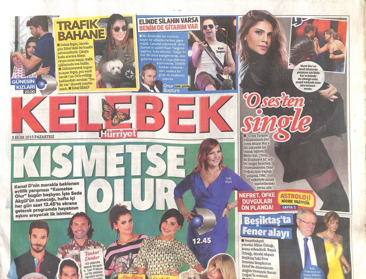 Hürriyet Gazetesi Kelebek Eki 5 Ekim 2015 - Beşiktaş'ta Fenerbahçe Olayı - 10. Yıl Kutlaması - Paris'te Elie Saab Hatırası GZ135805 - 1