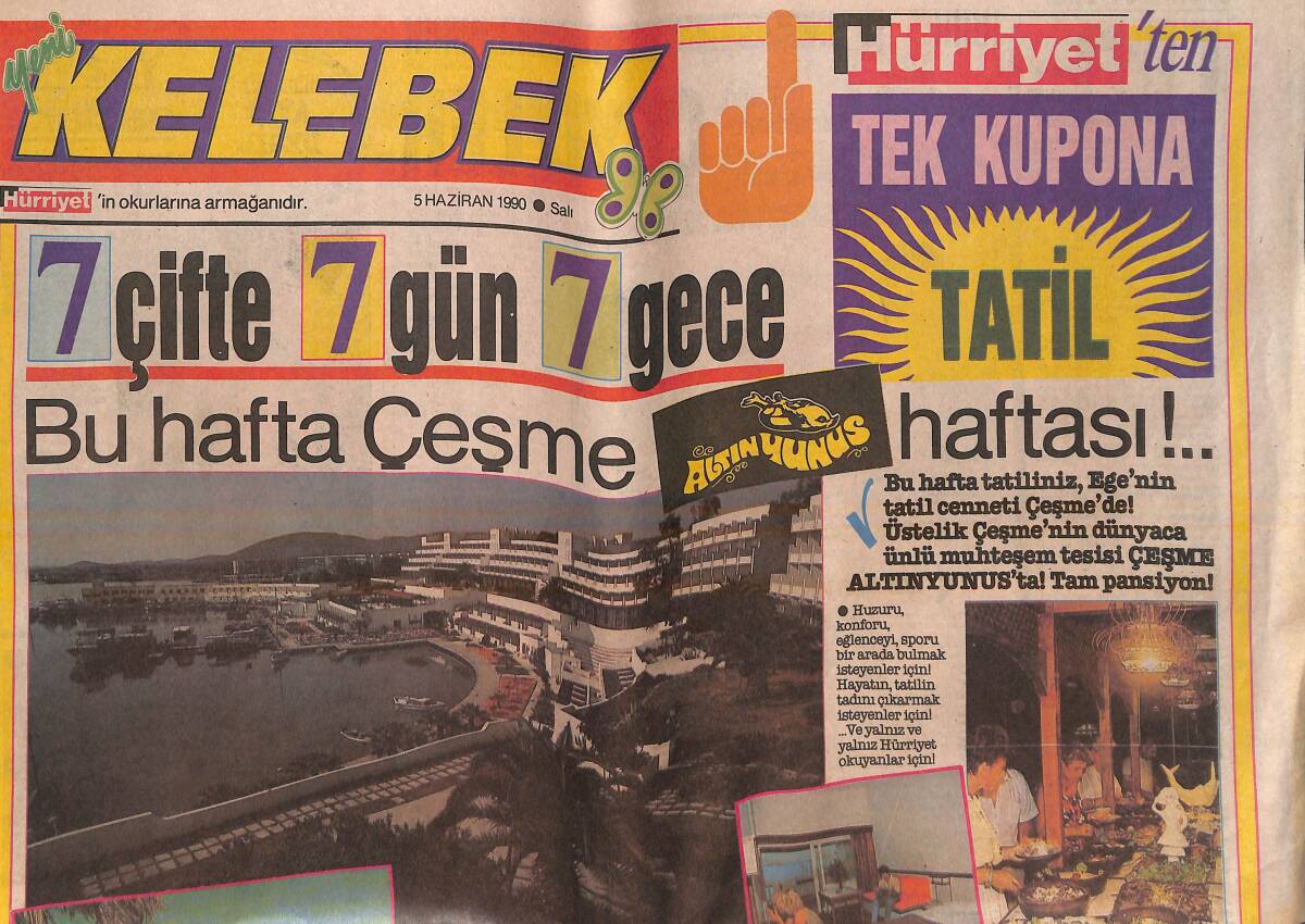 Hürriyet Gazetesi Kelebek Eki 5 Haziran 1990 - Marifetli Nilgün Kasapbaşoğlu - Grammy Yıldızı Lıza Mınnellı! GZ138082 - 1