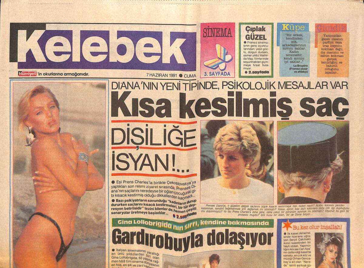 Hürriyet Gazetesi Kelebek Eki 5 Haziran 1991 - Prenses Diana'nın Yeni Tipinde Psikolojik Mesajlar Var - Sakıp Sabancı'yla Koyu Muhabbet GZ138147 - 1