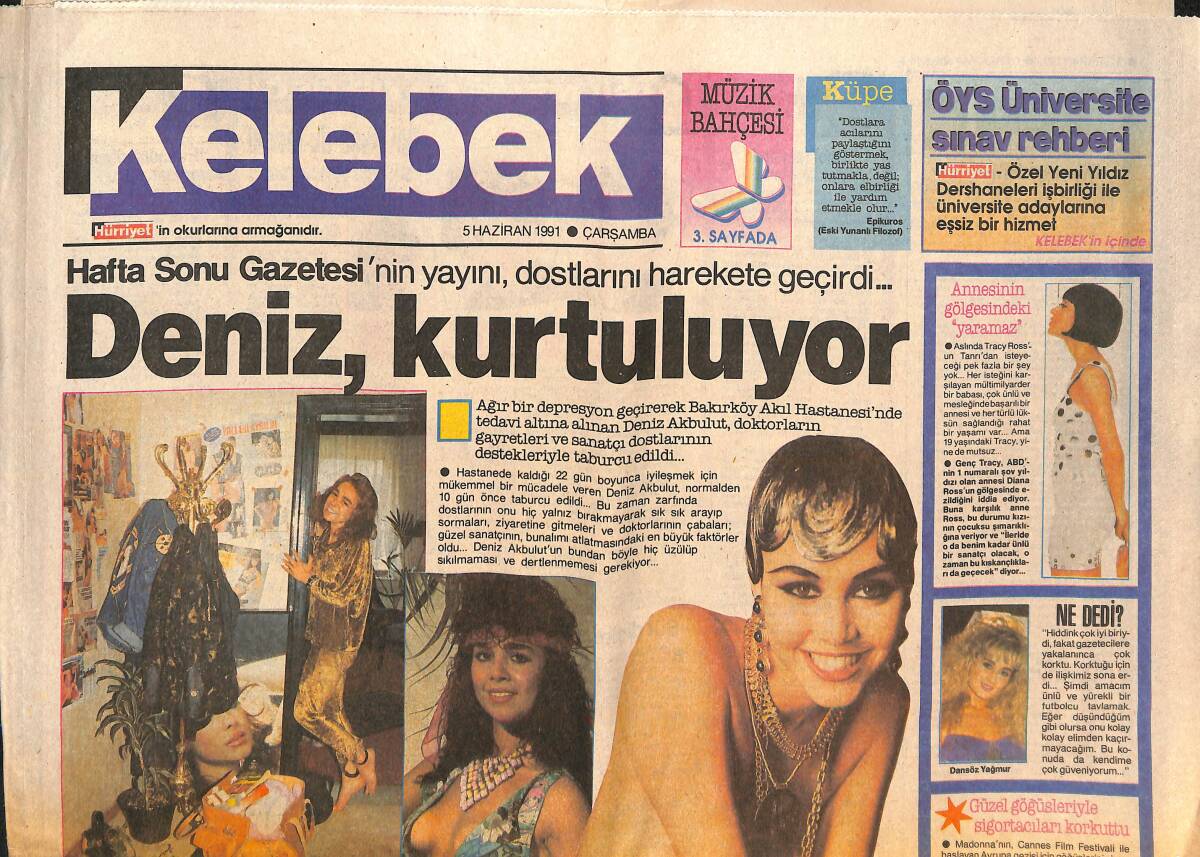 Hürriyet Gazetesi Kelebek Eki 5 Haziran 1991 - Seksi Yıldız Jane Fonda'dan İtiraflar - Manken Zuhal Erensoy'un Sunuculuk Planları GZ138146 - 1