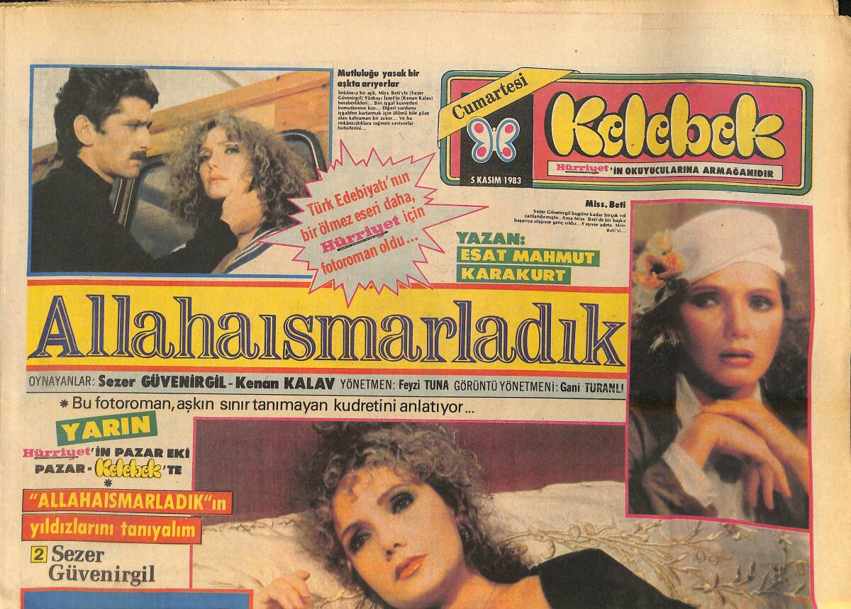 Hürriyet Gazetesi Kelebek Eki 5 Kasım 1983 - Ajda Pekkan'ın Fotoromanı - Esat Mahmut Karakurt Sinemada GZ156569 - 1