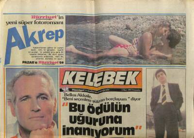 Hürriyet Gazetesi Kelebek Eki 5 Mart 1987 - Belkıs Akkale Bu Ödülün Uğuruna İnanıyorum GZ61947 - 1