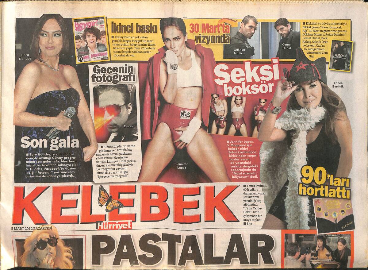 Hürriyet Gazetesi Kelebek Eki 5 Mart 2012 - Yonca Evcimik 90'ları Hortlattı - Lady Gaga Dekolteyi Abarttı GZ155187 - 1