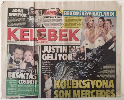 Hürriyet Gazetesi Kelebek Eki 5 Mart 2013 - Justin Bieber İTÜ Stadyumunda Konser Verecek GZ26926 - 1