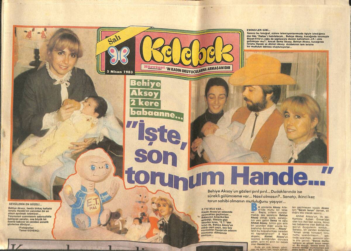 Hürriyet Gazetesi Kelebek Eki 5 Nisan 1983 - Fatma Girik Bu Toprağın Kızları! GZ142482 - 1